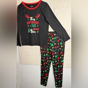 Christmas Pajamas Black Red & Green It’s All About You - Women’s Size Small